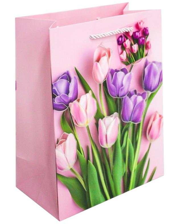 SACOLA PRESENTE LUXO FLORES 42X31X12CM